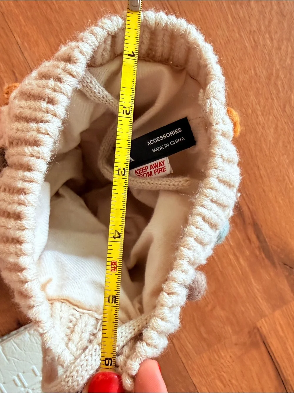 ZARA KIDS | Cream Knitted Pom Pom Beanie with Multicolor Dots